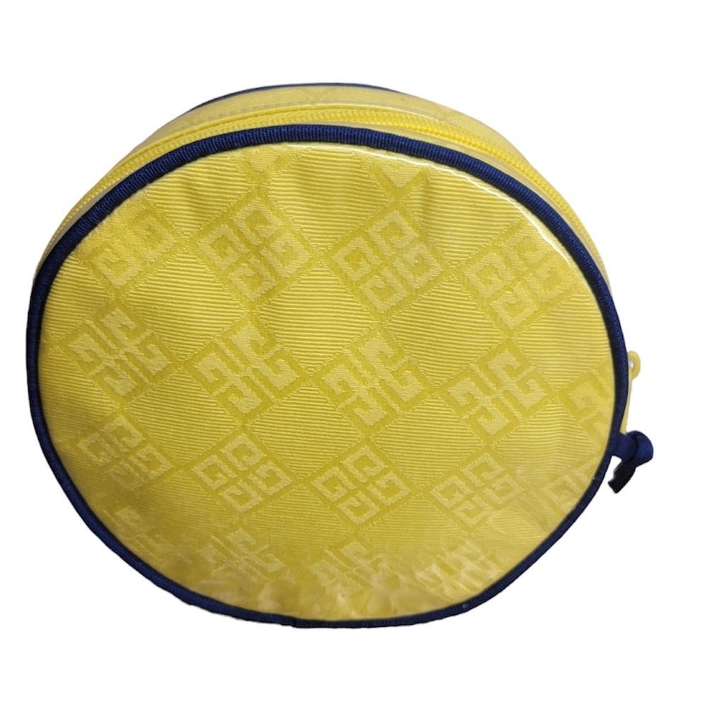 Amarige de Givenchy Yellow Navy Cosmetic Travel Pouch Round Zip Bag Purse Tote